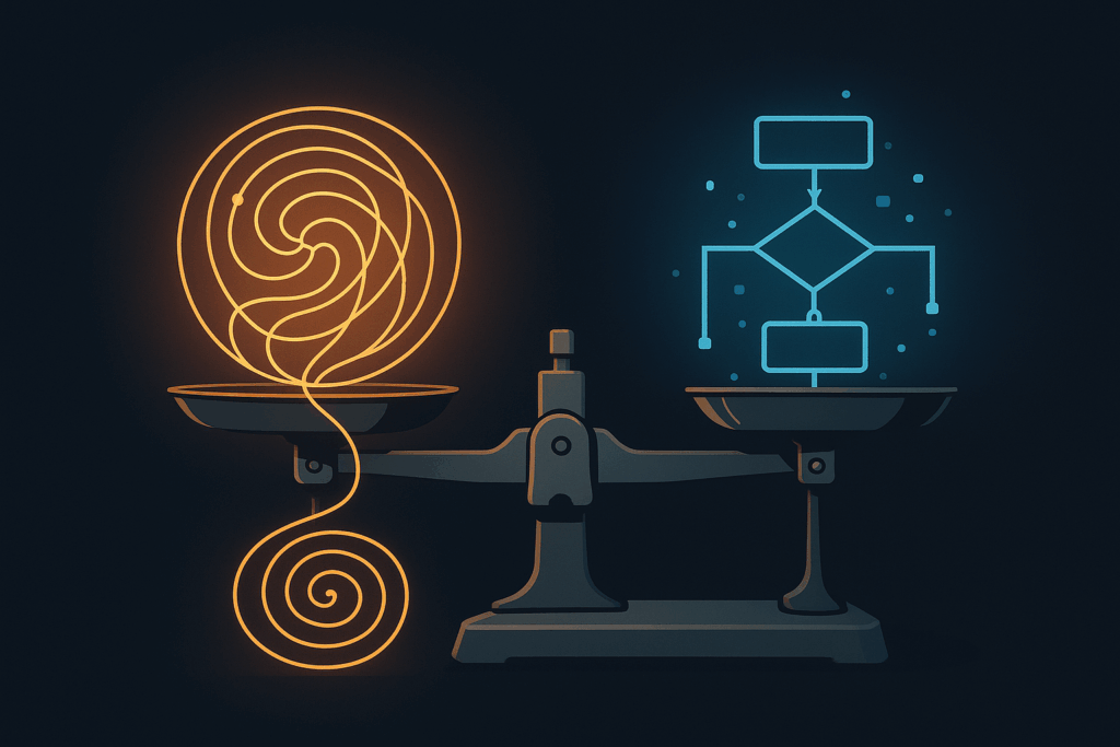 Weighing the value of recursive alignment with procedural flow keeping it's side of the scale warm